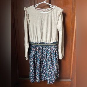 Fatface girls 7/8 long sleeve tan / floral dress